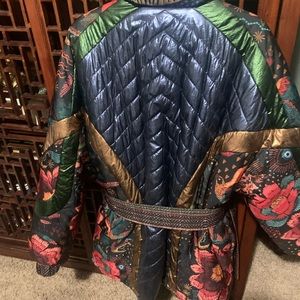 FARM RIO Black Wild Bananas Metallic Reversible Puffer Jacket